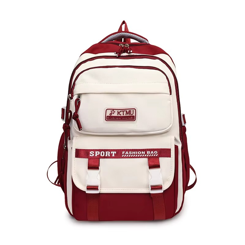 Academy Style School Bag Book Bag Lightweight College Student Backpack (Red)