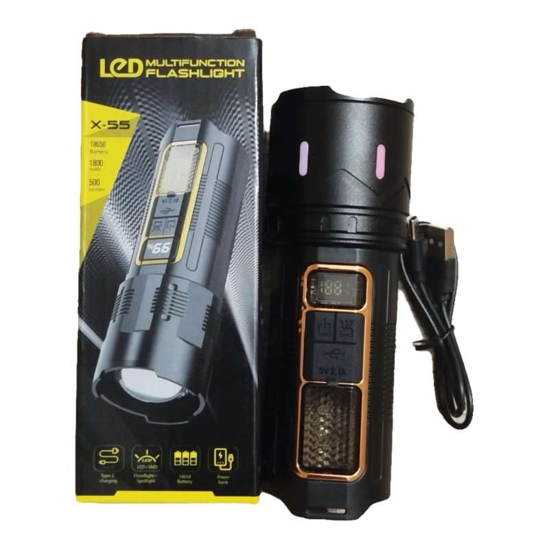 X-55 LED Multifunction Flashlight with Power Bank