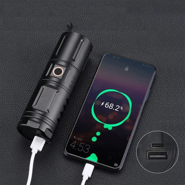 Rechargeable LED Torch Light With Power Bank